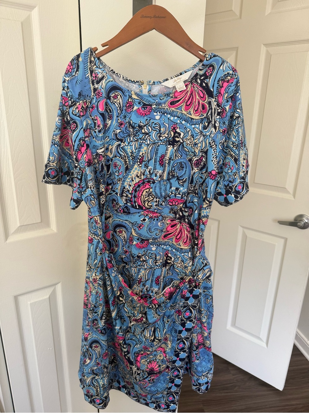 Lilly Pulitzer Blue Paisley Mini Dress with Pink Accents